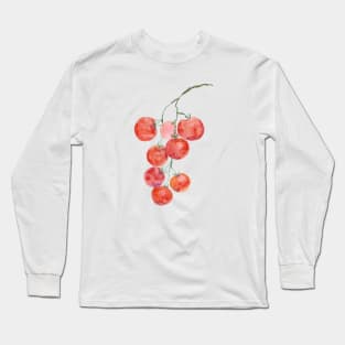 red cherry tomato watercolour Long Sleeve T-Shirt